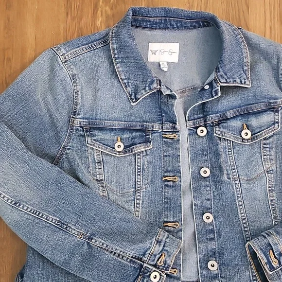 Sz Xl Classic Blue Jean Denim Jacket Comfy Soft Distressed Boho Bohemian Beach - Picture 3 of 5